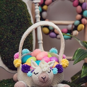 Llama Easter Basket Crochet PATTERN Instant Download, Toy Storage Basket, No Drama Llama image 4