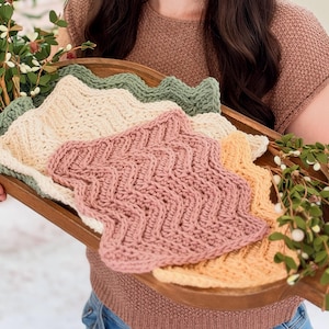 Ripple Crochet Blanket and Ripple Crochet Washcloth patterns by Briana K Designs, chevron zigzag blanket with cotton washcloths