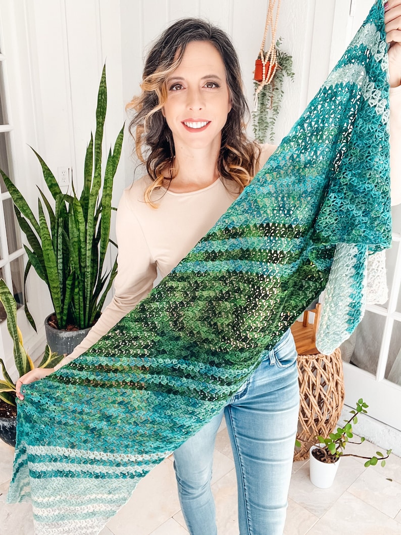 On The Bias Suzette Shawl Crochet PATTERN Instant Download, One Size Easy Crochet Shawl Pattern Video Tutorial image 1