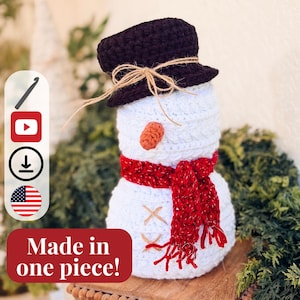 CROCHET PATTERN + VIDEO Crochet Pattern Snowman, Wheat Stitch™ Snowman Amigurumi, Holiday Decor Gift, Beginner-Friendly Winter Softie