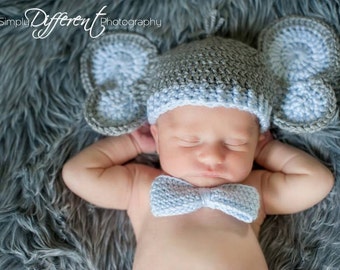 CROCHET PATTERN Elephant Baby Crochet Pattern Instant Download Newborn-12 Months Elephant Hat and Diaper Cover Set, Photography Prop Outfit