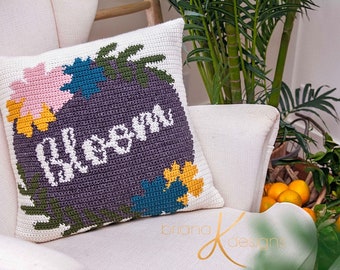 Bloom Spring Pillow Cover Crochet PATTERN, Instant Download PDF Pattern, Includes Chart, Home Decor DIY