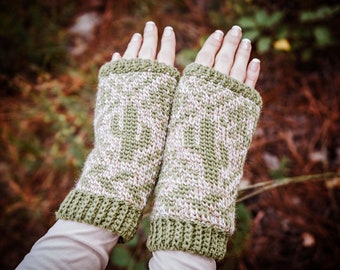 Cactus Crochet Mitten Pattern Instant Download PDF Pattern, One Size Crochet Pattern, Winter Fingerless Glove Mitten Accessories