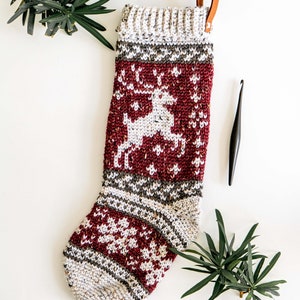 Prancing Deer Crochet Stocking image 6