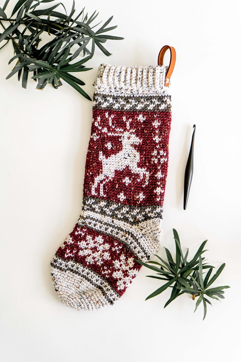 Prancing Deer Crochet Stocking image 6