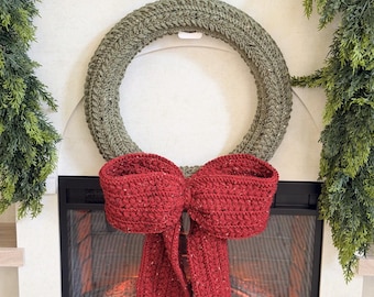 CROCHET PATTERN + VIDEO Wheat Stitch Crochet Wreath Pattern in 4 Sizes, Quick Holiday Crochet Decor Christmas Wreath Crochet Pattern+ Video