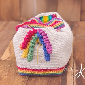 Crochet Pattern Unicorn Farts Project Bag Tote Yarn Bag, Instant Download, Handbag accessory, easy to follow crochet pattern instructions image 3