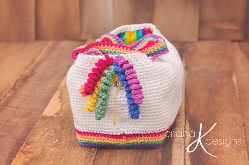 Crochet Pattern Unicorn Farts Project Bag Tote Yarn Bag, Instant Download, Handbag accessory, easy to follow crochet pattern instructions image 3