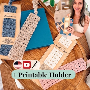 CROCHET PATTERN + VIDEO Reed Crochet Bookmark | Reed Crossover Stitch | Easy Lace Texture | Gift for Readers | Instant Pdf Download