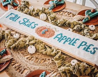 Fall Skies & Apple Pies Crochet Table Runner Pattern Home Decor, Instant Download PDF Crochet Pattern, Holiday Fall Decor Crochet Pattern