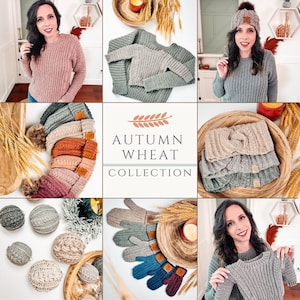 Autumn Wheat Crochet Collection Ebook. 5 Crochet Patterns + Guides & Bonuses. Video Tutorials Included. Beginner Friendly and Crocheted Flat