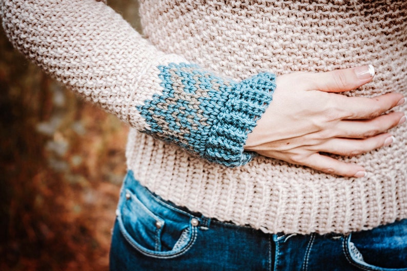 Cozy Fair Isle Crochet Sweater Pattern with Video Tutorial & Charts, XS to 5X Sizes image 8