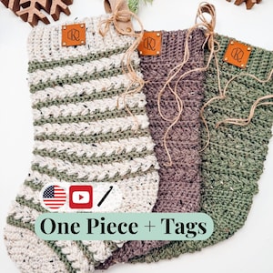 CROCHET PATTERN + VIDEO Wheat Stitch™ Crochet Christmas Stocking Pattern, Handmade Holiday Mantel Diy Crochet Stocking, Beginner Friendly