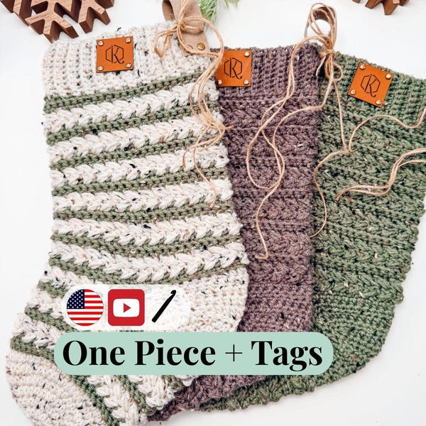CROCHET PATTERN + VIDEO Wheat Stitch™ Crochet Christmas Stocking Pattern, Handmade Holiday Mantel Diy Crochet Stocking, Beginner Friendly