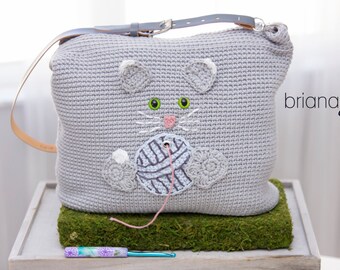 Cat Yarn Crafter Bag Crochet PATTERN, Purse, Tote, Instant Download