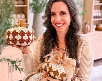 CROCHET PATTERN + VIDEO + App, Diamond Granny Stitch Pumpkin, Fall Home Decor, Autumn Thanksgiving Centerpiece, Charts, Instant Download