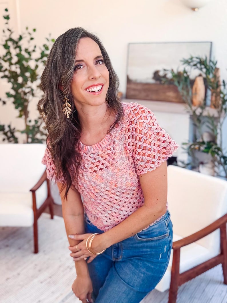CROCHET PATTERN + VIDEO Circle Leaf Crochet Top Pattern Summer Lace Crochet Shirt – Seamless Top Down Pattern – Size Inclusive xs–5X bild 3