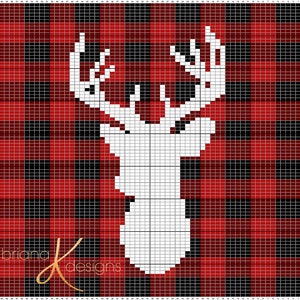 Farmhouse Plaid Deer Pillow Cover Christmas Decor, Instant Download PDF Pattern, Includes Chart, Holiday Decor Crochet Pattern image 10