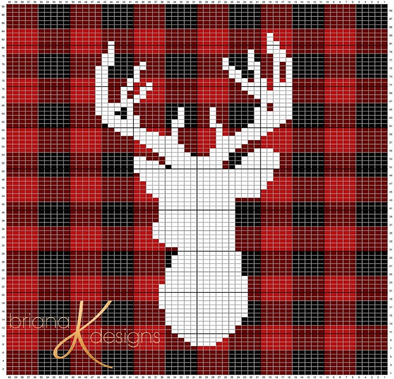 Farmhouse Plaid Deer Pillow Cover Christmas Decor, Instant Download PDF Pattern, Includes Chart, Holiday Decor Crochet Pattern image 10