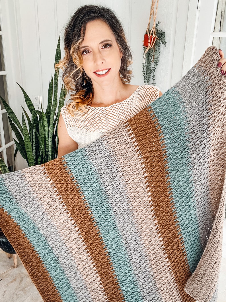 Alpine Stitch Crochet Blanket Pattern in 18 sizes This beautiful blanket has chart and video tutorial. Instant Download PDF Pattern image 10