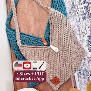 CROCHET PATTERN + VIDEO Wheat Stitch™ Crochet Bag Pattern with Easy Rectangle Construction and in 2 Sizes. Crochet Tote, Purse, Easy Crochet