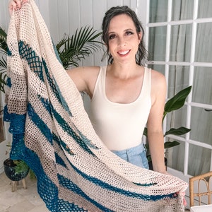 CROCHET PATTERN + VIDEO Fisherman's Wharf Crochet Shawl Instant Download Pattern, Diy Crochet Pattern, Women's Fashion and Gifts