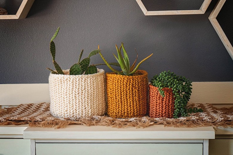 Herringbone Crochet Basket PDF PATTERN, Instant Download. Home Decor Plant Crochet Basket in Three Size Options image 3