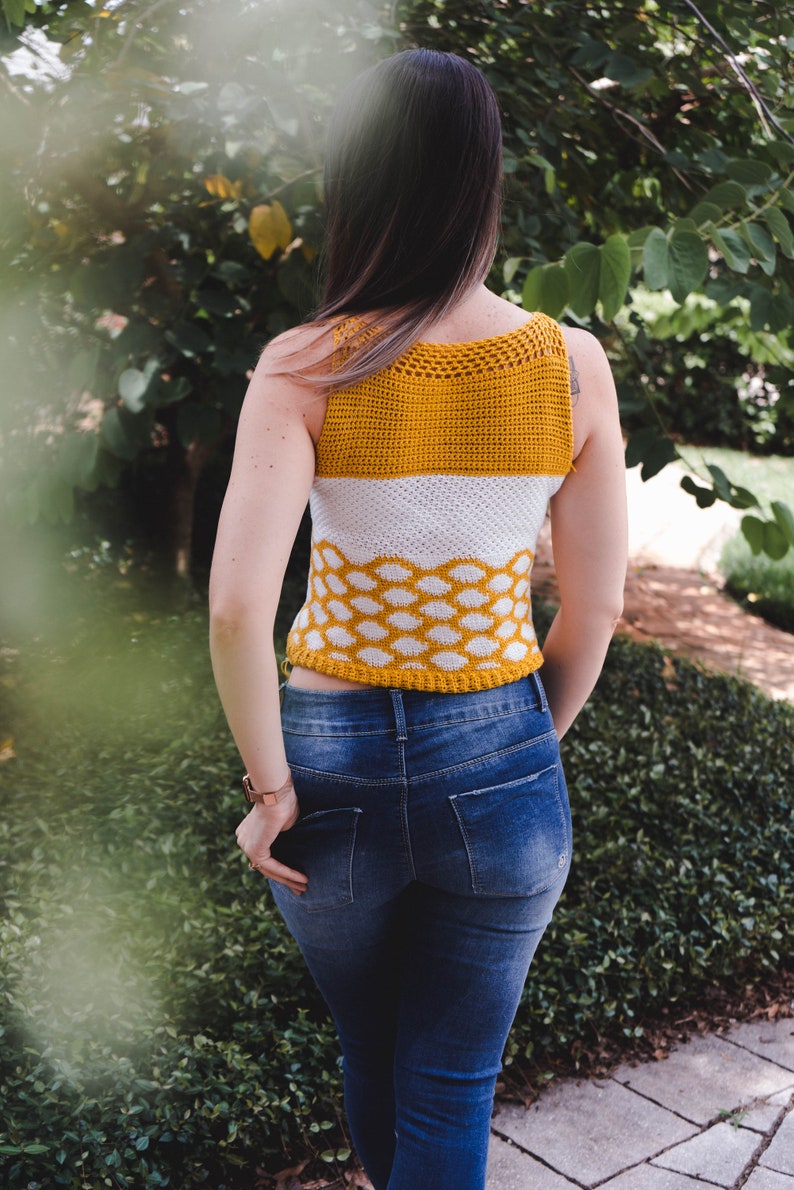 Queen Bee Crochet Tank Top Pattern, Instant Download PDF, Size XX-Small to 5x Crochet Pattern, Spring & Summer Women's Wear Fashion image 8