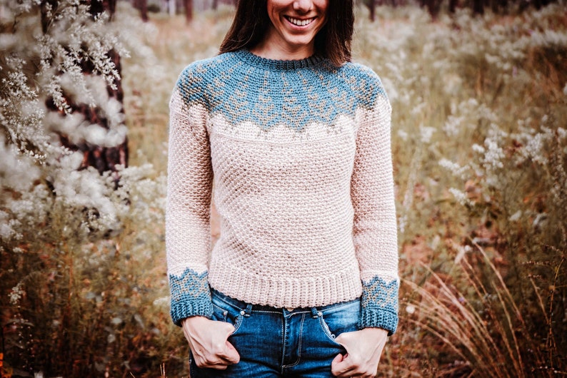Cozy Fair Isle Crochet Sweater Pattern with Video Tutorial & Charts, XS to 5X Sizes image 6
