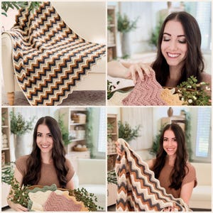 Ripple Crochet Blanket and Ripple Crochet Washcloth patterns by Briana K Designs, chevron zigzag blanket with cotton washcloths