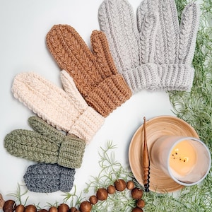 CROCHET PATTERN + VIDEO Winter Wheat Stitch™ Crochet Mittens Pattern - 6 Sizes Baby to Adult, Flat One-Piece Design Wheat Stitch™ Gloves