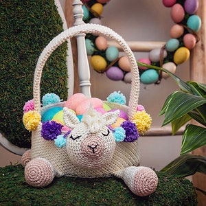 Llama Easter Basket Crochet PATTERN Instant Download, Toy Storage Basket, No Drama Llama image 5
