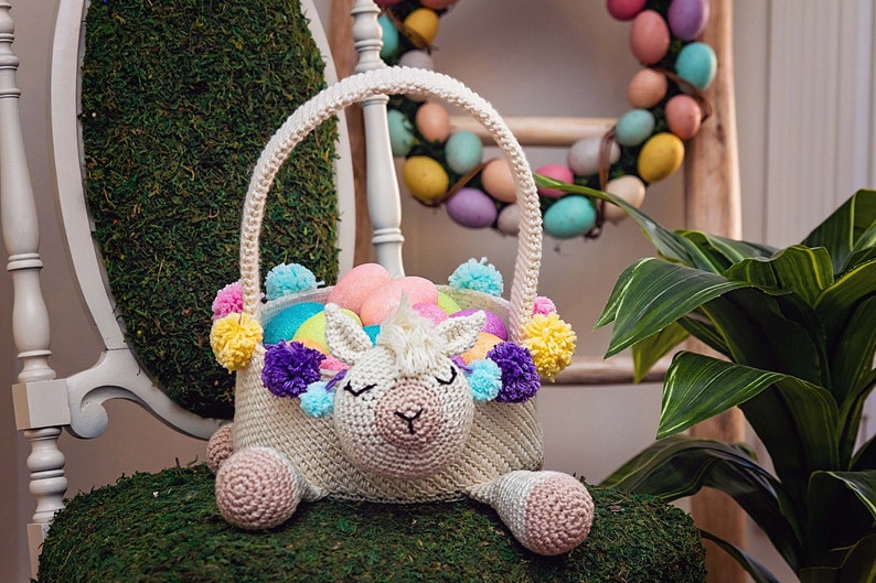 Llama Easter Basket Crochet PATTERN Instant Download, Toy Storage Basket, No Drama Llama image 5