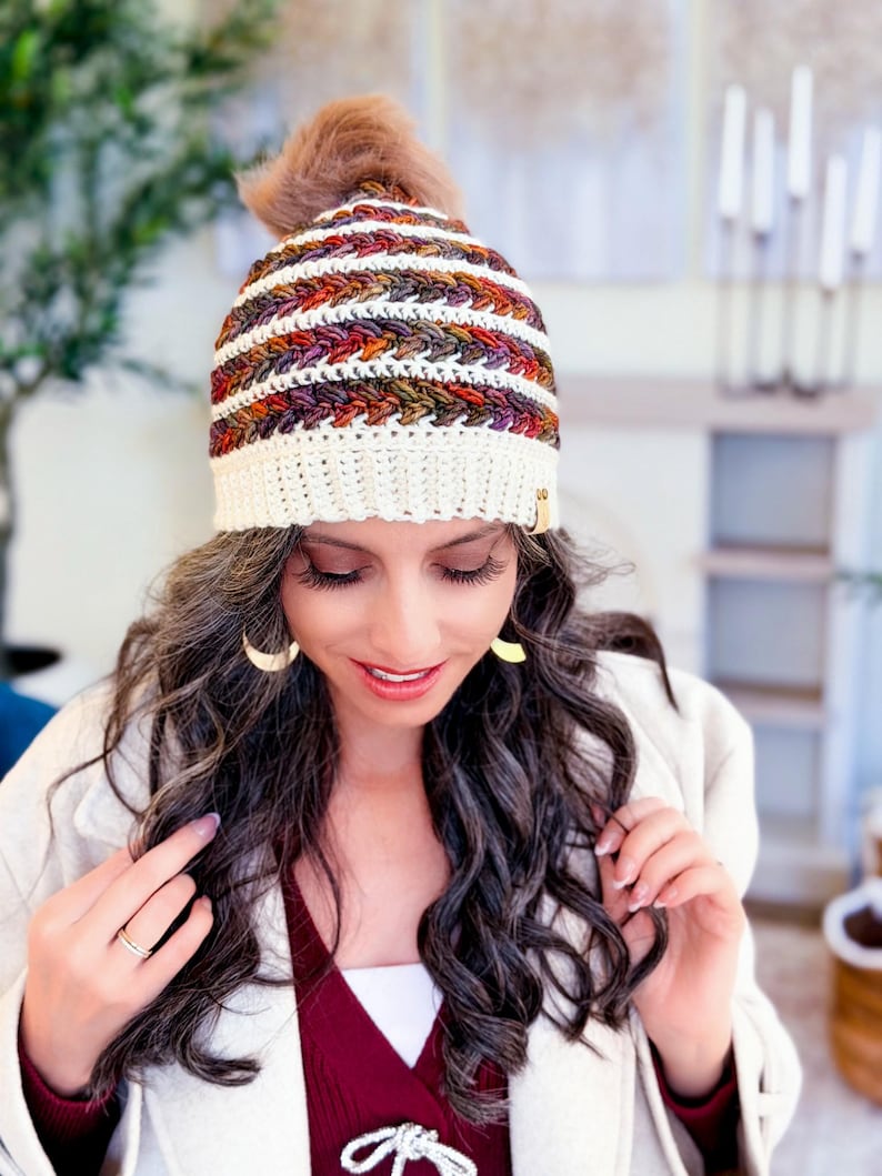 CROCHET PATTERN + VIDEO Wheat Stitch™ Crochet Beanie Pattern | Puff Stitch Hat Pdf Easy Crochet Hat Tutorial in 8 Sizes + Gift Tag Printable image 4