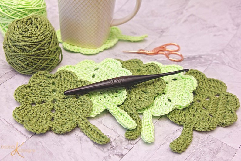 St. Patrick's Shamrock Crochet Coaster Home Decor, Instant Download PDF Pattern, Includes Chart, Holiday Decor Crochet Pattern image 5