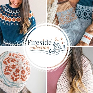 Fireside Crochet Pattern Collections eBook, Instant Download PDF Pattern, Includes Colorwork Beanie, Socks, Pullover Sweater, & Easy Cardi