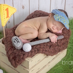 Little Golfer Crochet PATTERN Instant Download, Hole in One Newborn Golf Set, Crochet Golf Baby Gift image 4