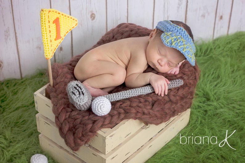 Little Golfer Crochet PATTERN Instant Download, Hole in One Newborn Golf Set, Crochet Golf Baby Gift image 4