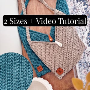 CROCHET PATTERN + VIDEO Wheat Stitch Crochet Bag Pattern with Easy Rectangle Construction and in 2 Sizes. Crochet Tote, Purse, Easy Crochet