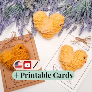 CROCHET PATTERN + VIDEO Wheat Stitch Cute Baby Chick Plush Pattern Easter Decor + Printable | Spring Farm Decor | Chick Heart Amigurumi