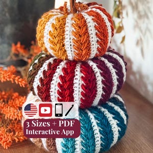 CROCHET PATTERN + VIDEO Crochet Pumpkin Pattern with Video Tutorial | Easy Fall Decor, Diy Wheat Stitch™ Pumpkin Crochet Pdf