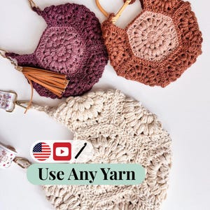 CROCHET PATTERN + VIDEO Easy Crochet Pattern for a Granny Hexagon Bag | Diy Project Includes Video Tutorial + Chart