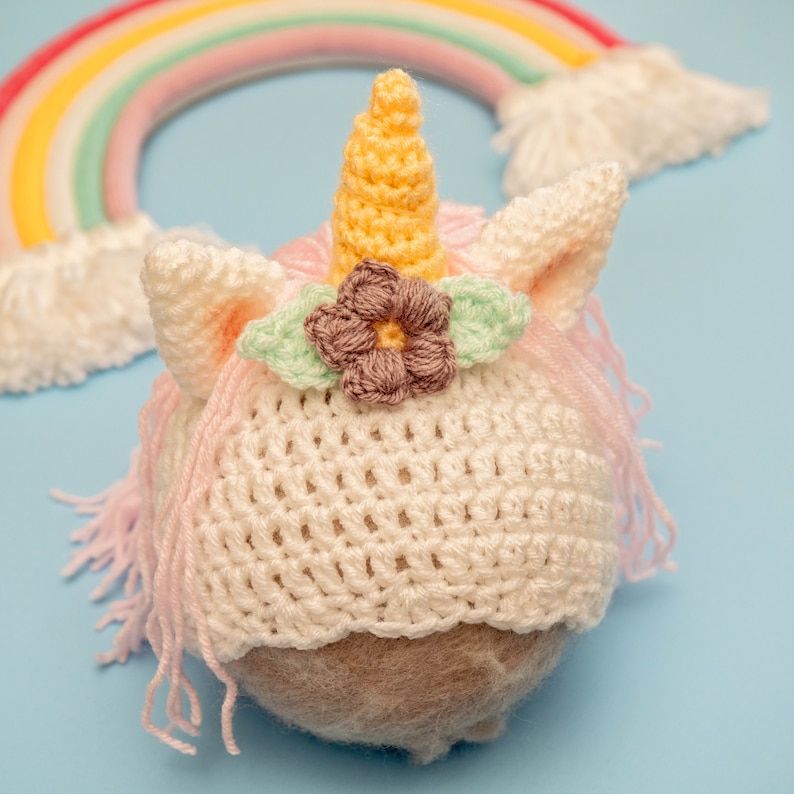 Unicorn Baby PATTERN Instant Download, Newborn-12 Months Unicorn Hat and Diaper Cover Set image 9