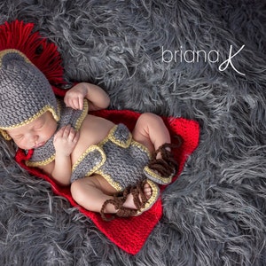 CROCHET PATTERN Gladiator Roman Spartan Warrior Newborn Set, baby newborn photography prop, easy to follow crochet pattern