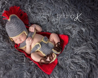 Crochet Pattern Gladiator Roman Spartan Warrior Newborn Set, Instant Download, baby newborn photography prop, easy to follow crochet pattern