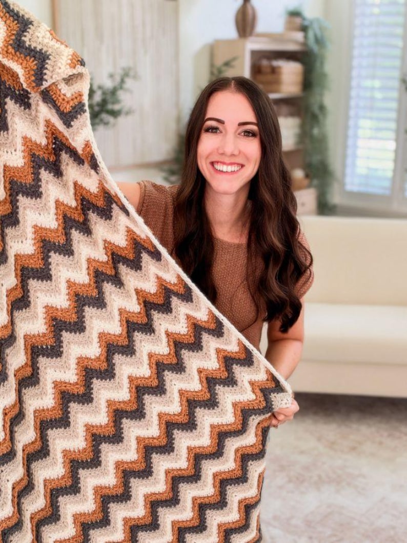 Ripple Crochet Blanket and Ripple Crochet Washcloth patterns by Briana K Designs, chevron zigzag blanket with cotton washcloths