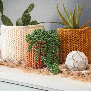 Herringbone Crochet Basket PDF PATTERN, Instant Download. Home Decor Plant Crochet Basket in Three Size Options image 9