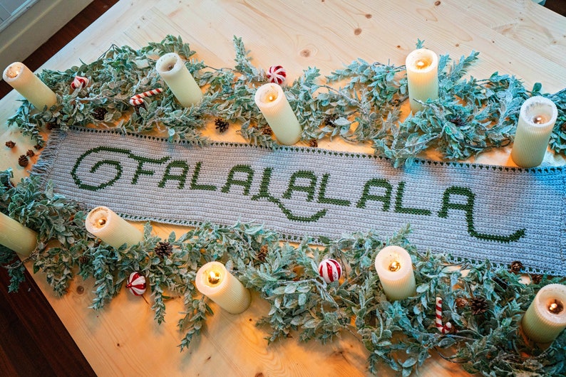 Falalalala Crochet Table Runner Pattern Home Decor, Instant Download PDF Crochet Pattern, Includes Chart, Holiday Fall Decor Crochet Pattern image 7