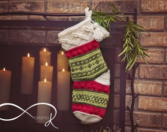 Infinity Crochet Noel Stocking PATTERN, Instant Download, Christams Stocking