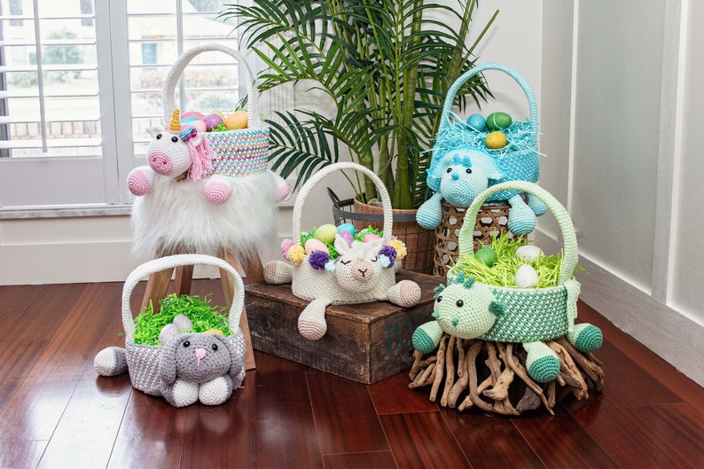 Dinosaur Easter Basket Crochet PATTERN Instant Download, Toy Storage Basket image 6